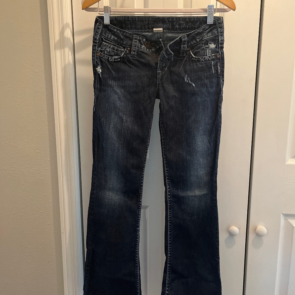 Silver Wide leg low rise jeans